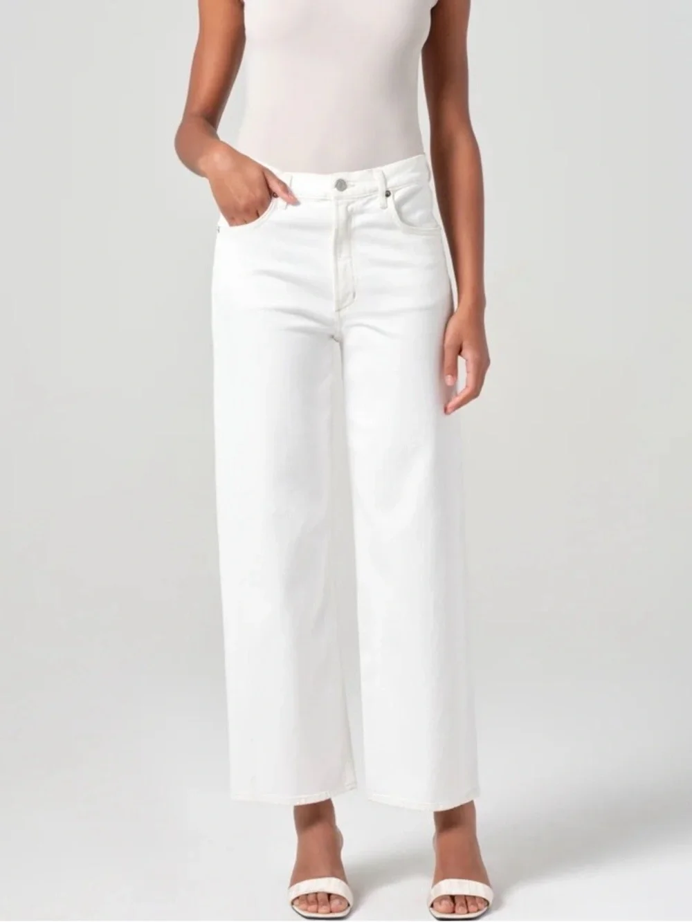 AGOLDE Ren High Rise Wide Leg Jeans White Denim Size 29 NWOT - Picture 2 of 11